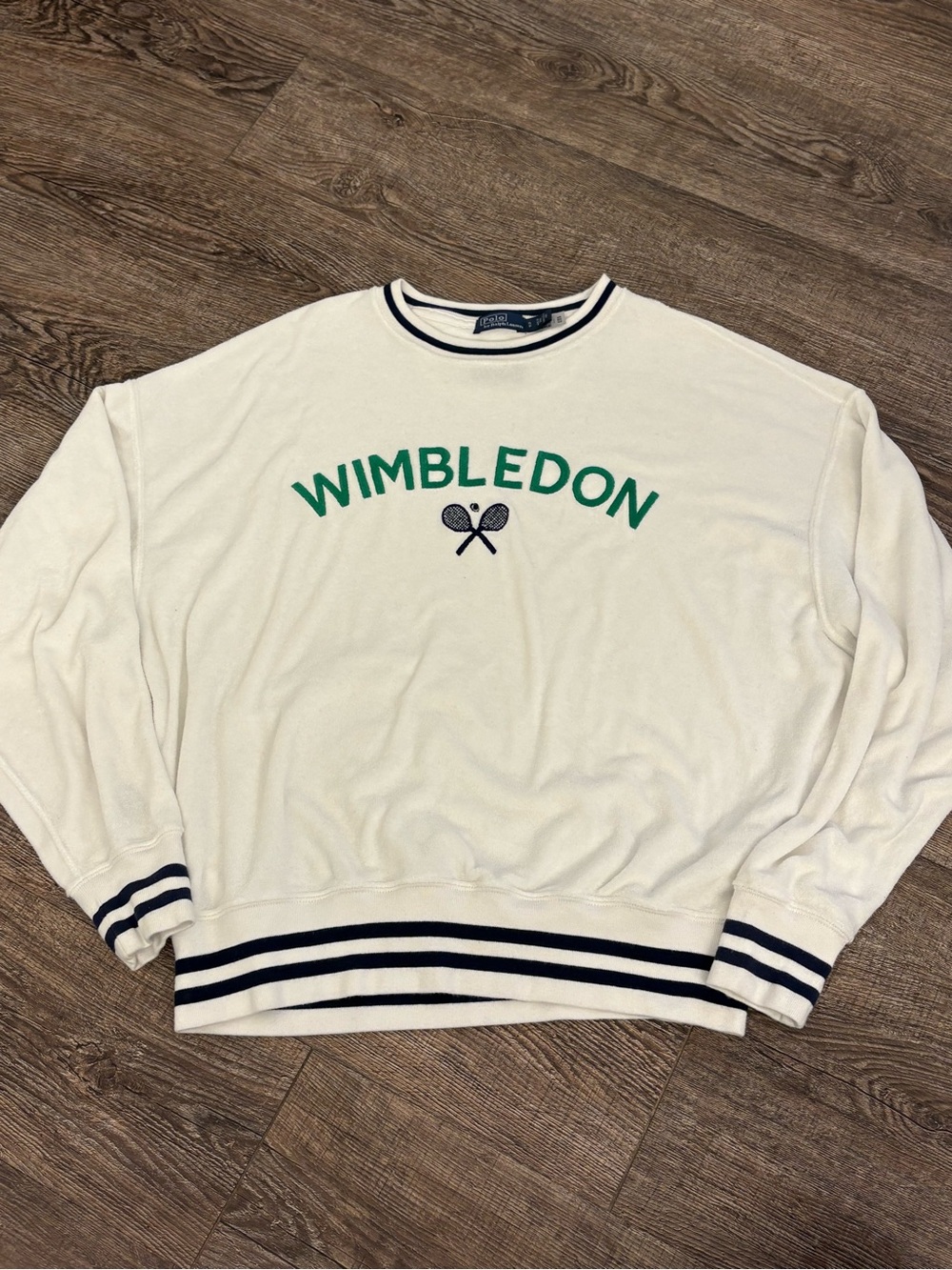 Ralph Lauren Wimbledon White Sweatshirt with Green and Navy